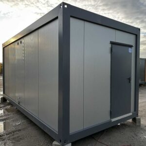 Санитарен Контейнер 3×6 Метра – 6 Душá, 2 Мивки, Бойлер 300 Литра