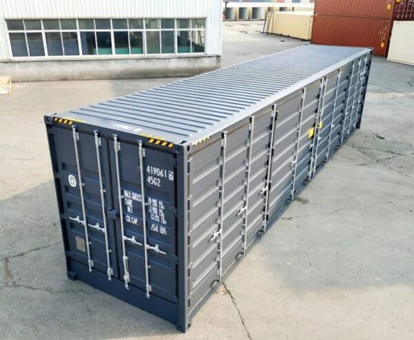 Контейнер 40 фута high cube open side – Напълно отваряща се страна, Сив